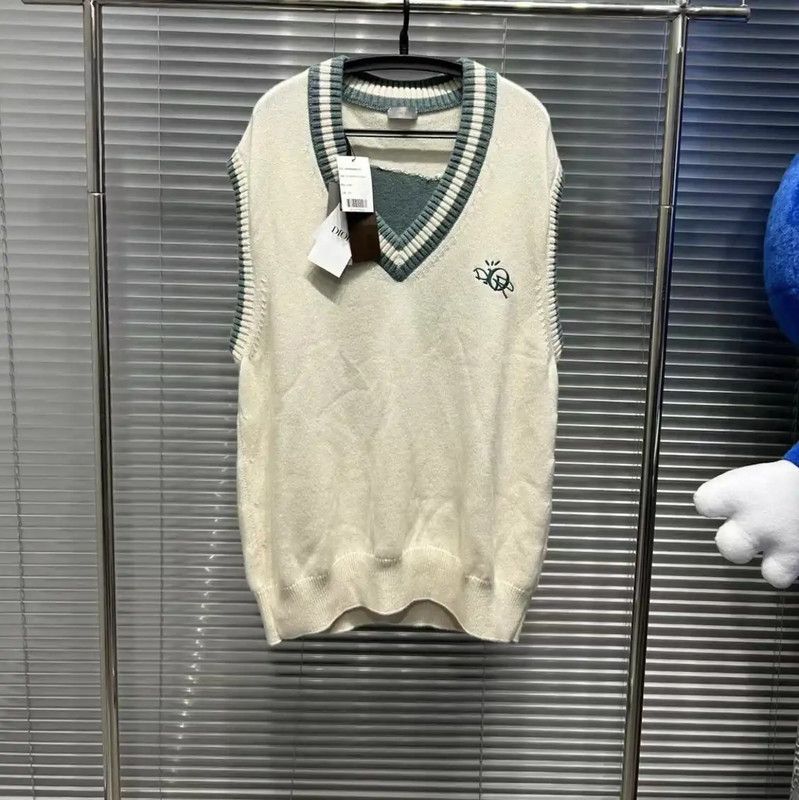Dior Dior Men's Sleeveless Cotton Sweater in Beige 0089 Size US XL / EU 56 / 4 - 2 Thumbnail
