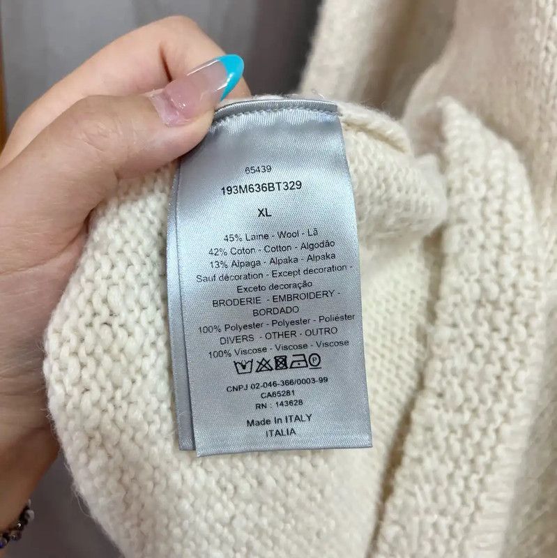 Dior Dior Beige Wool Sweater with Graphic Design 0089 Size US XL / EU 56 / 4 - 5 Thumbnail