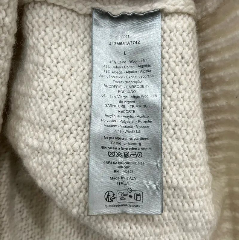 Dior Dior Men's White Wool Pullover Sweater 0089 Size US L / EU 52-54 / 3 - 7 Thumbnail
