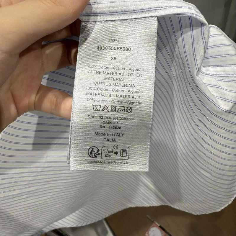 Dior Dior Light Blue Men's Long Sleeve Shirt 0089 Size US M / EU 48-50 / 2 - 4 Thumbnail