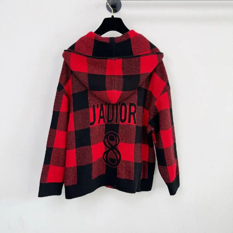 Dior Dior Red Checkered Long Sleeve Hoodie 0089 Size US M / EU 48-50 / 2 - 2 Thumbnail