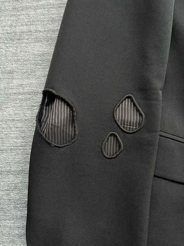 Dior Dior Black Wool Jacket with Distressed Details 0089 Size US L / EU 52-54 / 3 - 5 Thumbnail