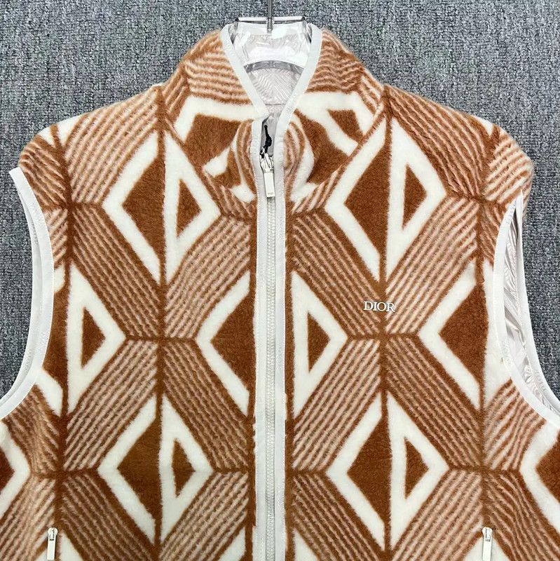 Dior Dior Brown Wool Vest with Geometric Pattern 0089 Size US L / EU 52-54 / 3 - 4 Thumbnail