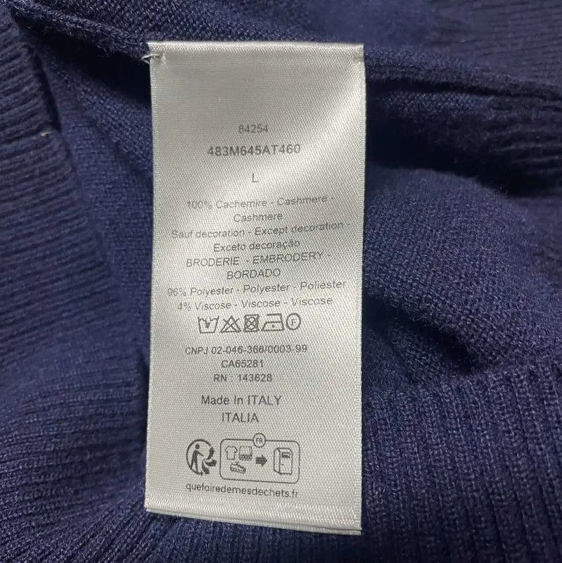 Dior Dior Navy Wool Sweater with Embroidery 0089 Size US L / EU 52-54 / 3 - 4 Thumbnail