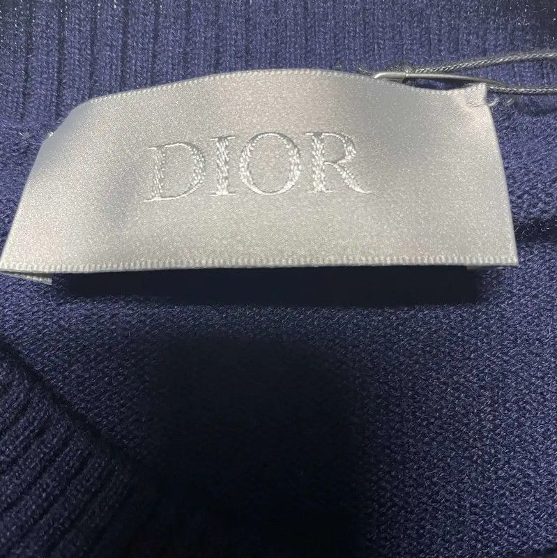 Dior Dior Navy Wool Sweater with Embroidery 0089 Size US L / EU 52-54 / 3 - 3 Thumbnail