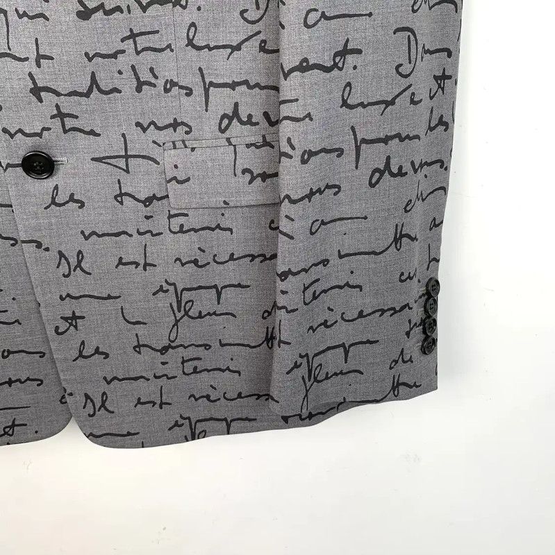 Dior Dior Gray Wool Men's Jacket with Text Print 0089 Size US S / EU 44-46 / 1 - 4 Thumbnail