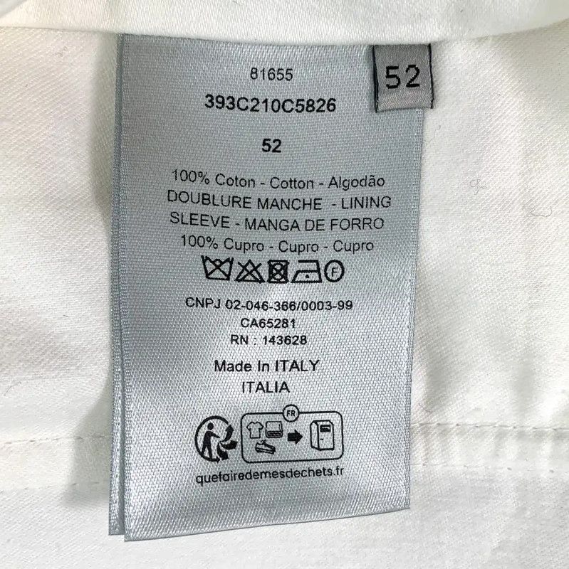 Dior Dior Men's Casual White Cotton Coat 0089 Size US L / EU 52-54 / 3 - 8 Thumbnail