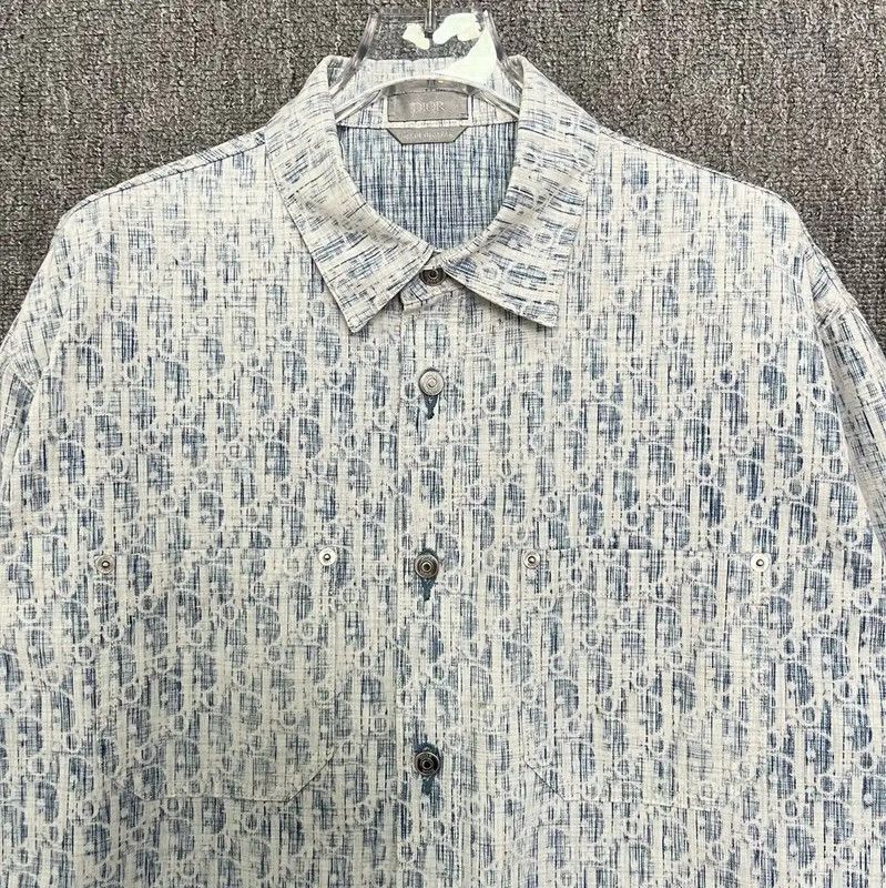 Dior Dior Blue Cotton Long Sleeve Shirt 0089 Size US M / EU 48-50 / 2 - 3 Thumbnail