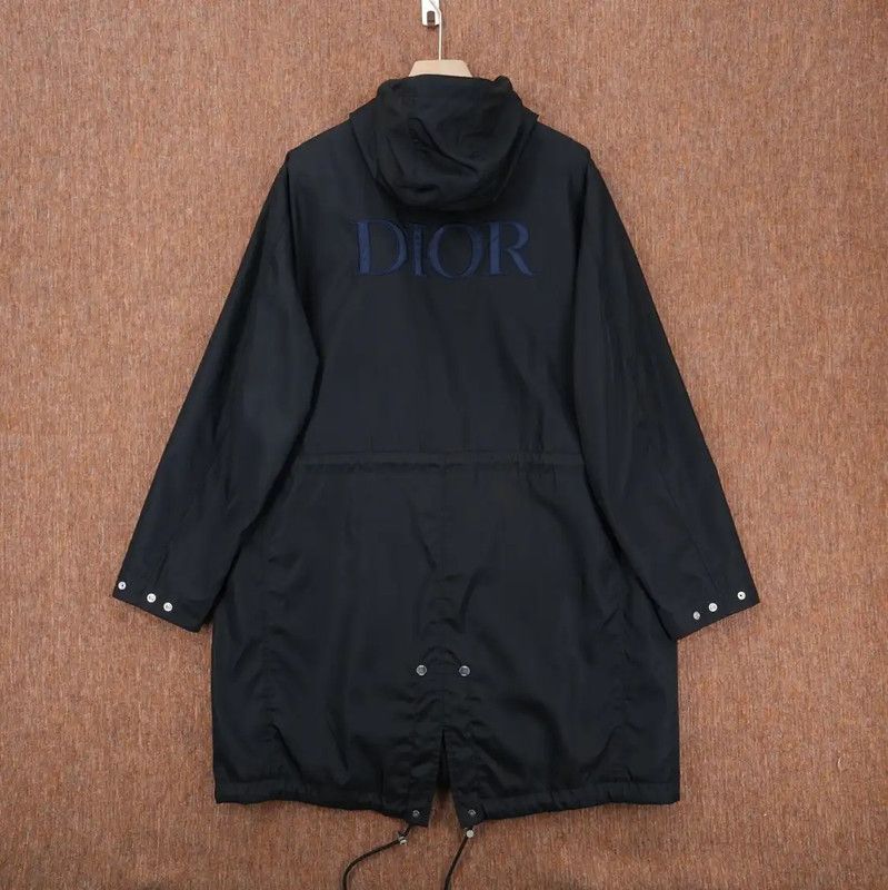 Dior Dior Black Nylon Logo Embroidered Long Coat 0089 Size US L / EU 52-54 / 3 - 2 Thumbnail
