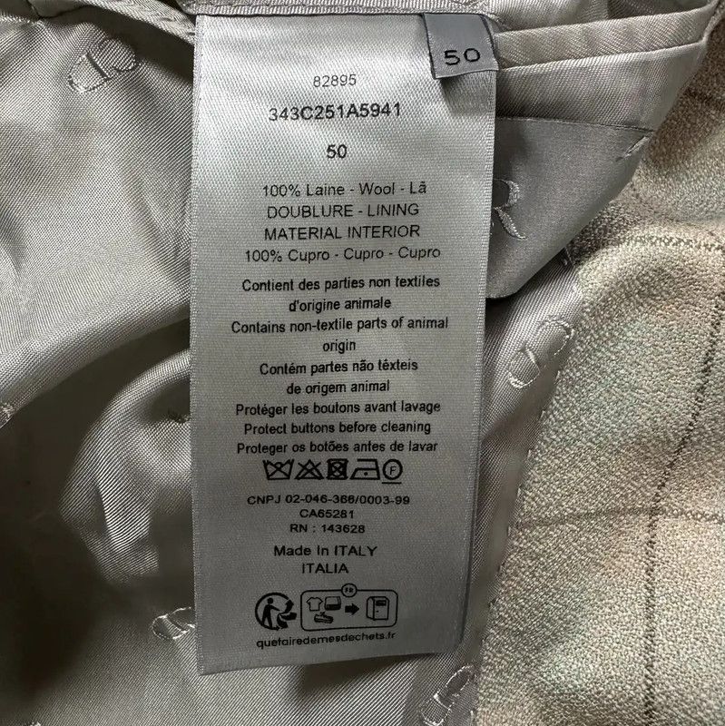 Dior Dior Men's Beige Plaid Wool Long Coat 0089 Size US L / EU 52-54 / 3 - 7 Thumbnail