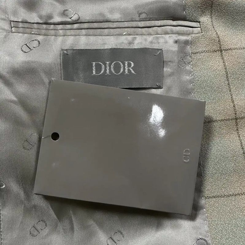 Dior Dior Men's Beige Plaid Wool Long Coat 0089 Size US L / EU 52-54 / 3 - 6 Thumbnail