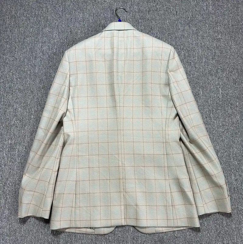 Dior Dior Men's Beige Plaid Wool Long Coat 0089 Size US L / EU 52-54 / 3 - 4 Thumbnail