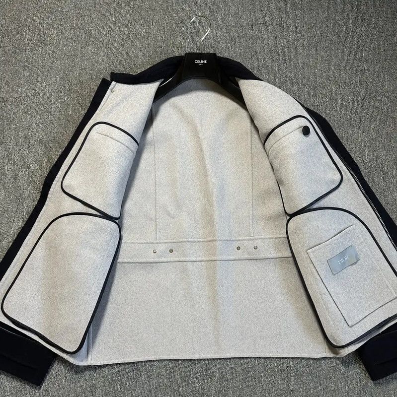 Dior Dior Embroidered Wool Overshirt in Dark Blue 0089 Size US XL / EU 56 / 4 - 7 Thumbnail
