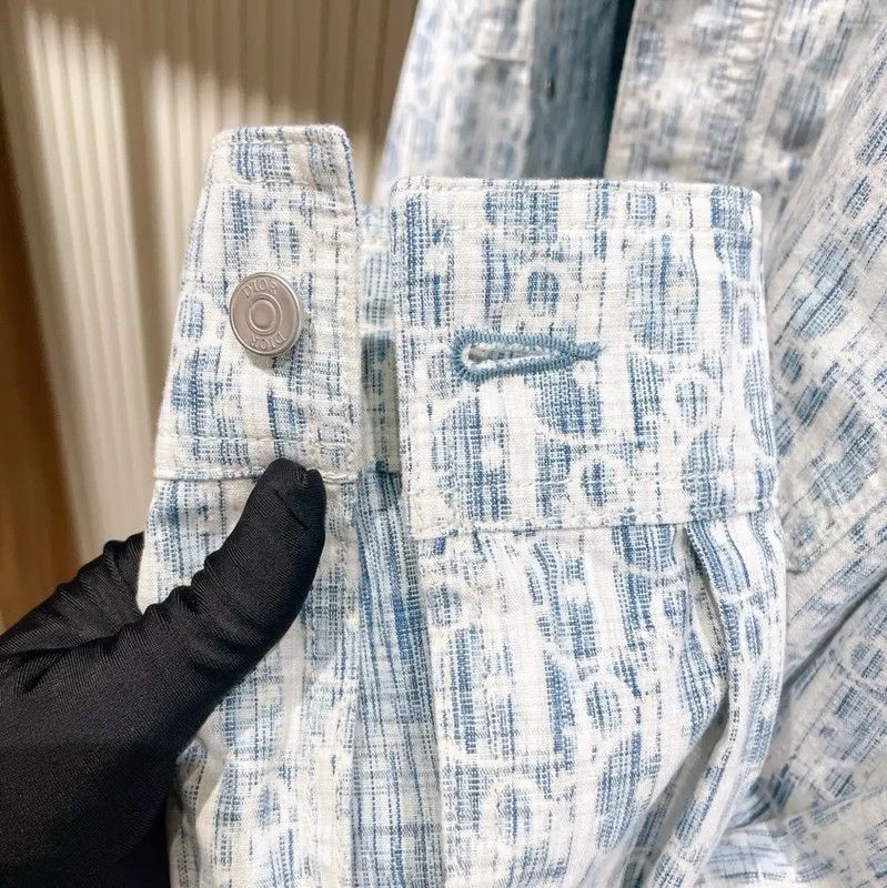 Dior Dior Blue Denim Logo Print Long Sleeve Shirt 0089 Size US L / EU 52-54 / 3 - 6 Thumbnail