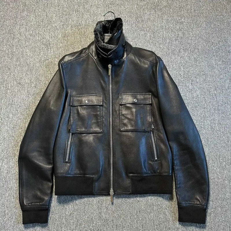 Dior Dior Black Leather Mid-Length Coat for Men 0089 Size US L / EU 52-54 / 3 - 3 Thumbnail