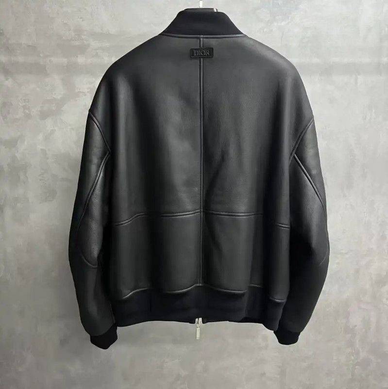 Dior Dior Black Leather Bomber Jacket for Men 0089 Size US XL / EU 56 / 4 - 2 Thumbnail