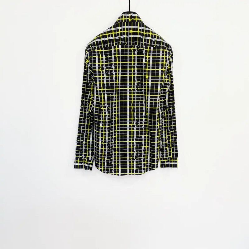 Kenzo KENZO Black Cotton Check Long Sleeve Shirt 0089 Size US M / EU 48-50 / 2 - 2 Thumbnail