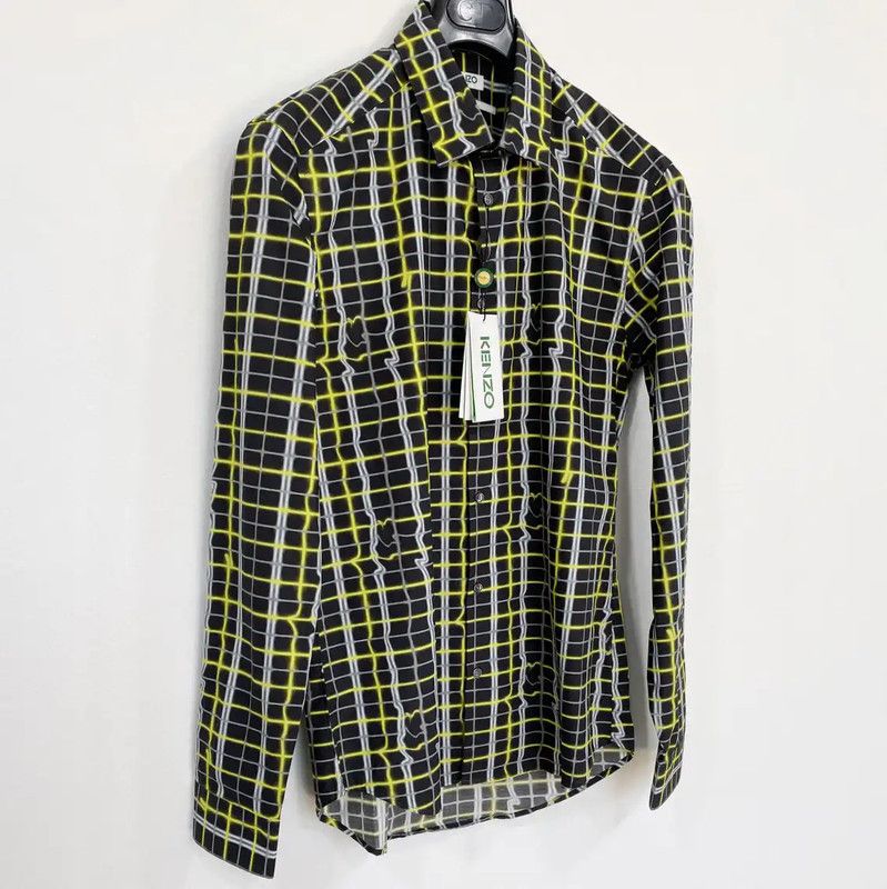Kenzo KENZO Black Cotton Check Long Sleeve Shirt 0089 Size US M / EU 48-50 / 2 - 3 Thumbnail