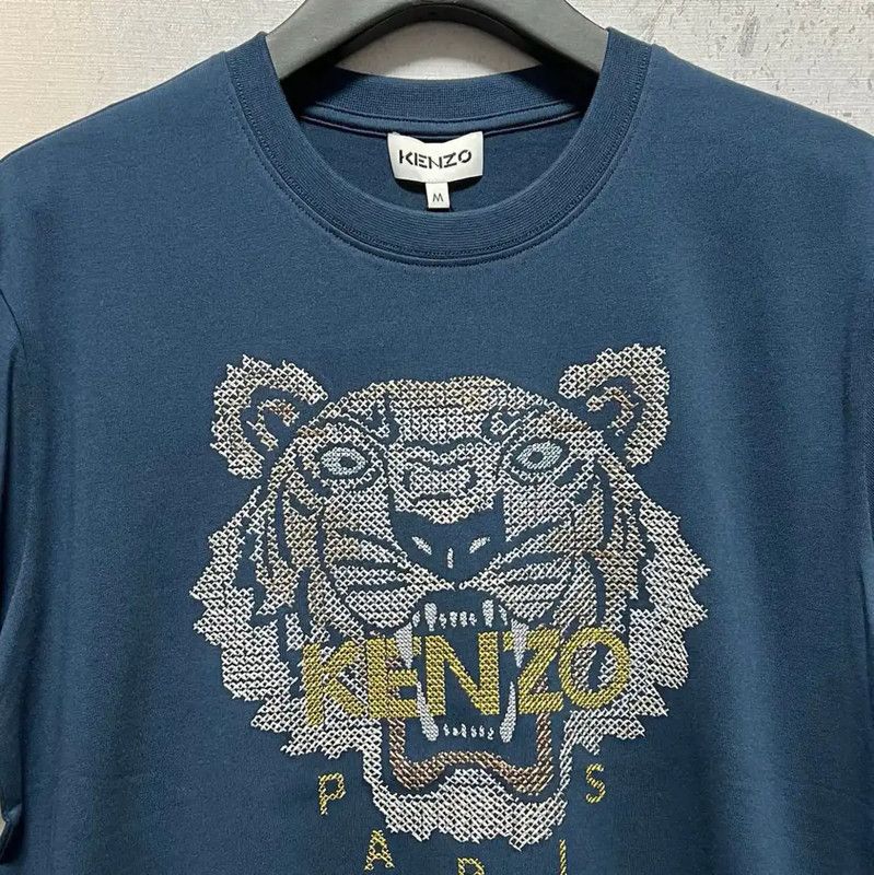 Kenzo Kenzo Navy Blue Cotton Logo T-Shirt for Men 0089 Size US XL / EU 56 / 4 - 4 Thumbnail