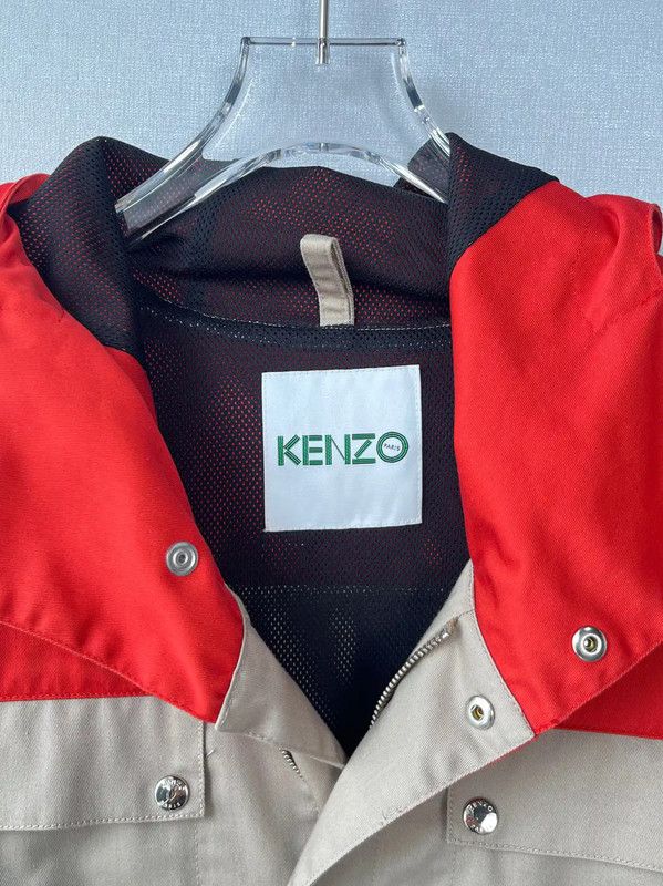 Kenzo KENZO Men's Khaki Polyester Jacket with Red Accents 0089 Size US M / EU 48-50 / 2 - 6 Thumbnail