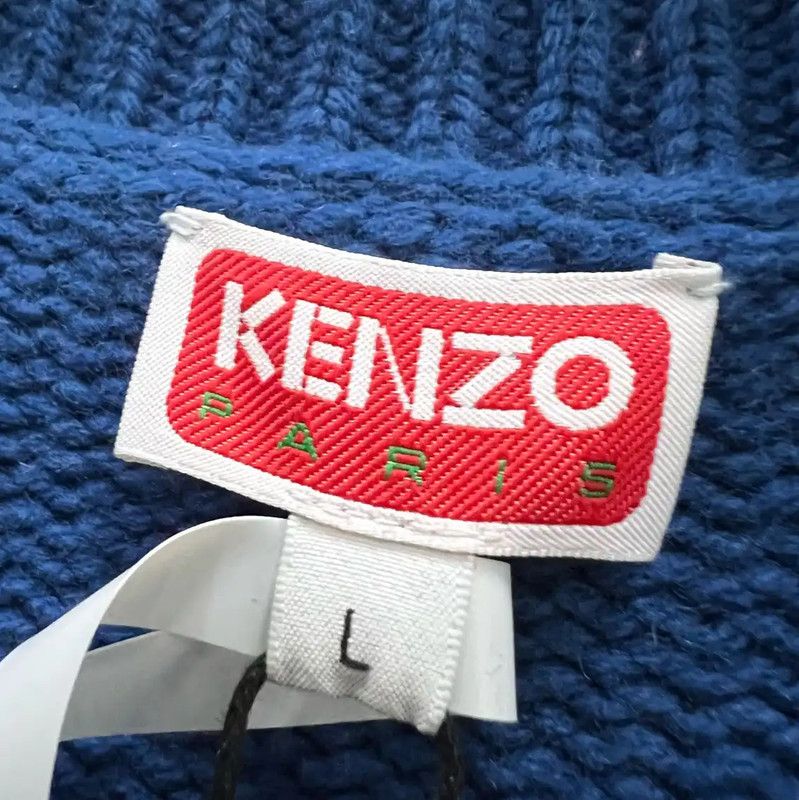Kenzo KENZO Blue Wool Logo Sweater for Men 0089 Size US L / EU 52-54 / 3 - 4 Thumbnail