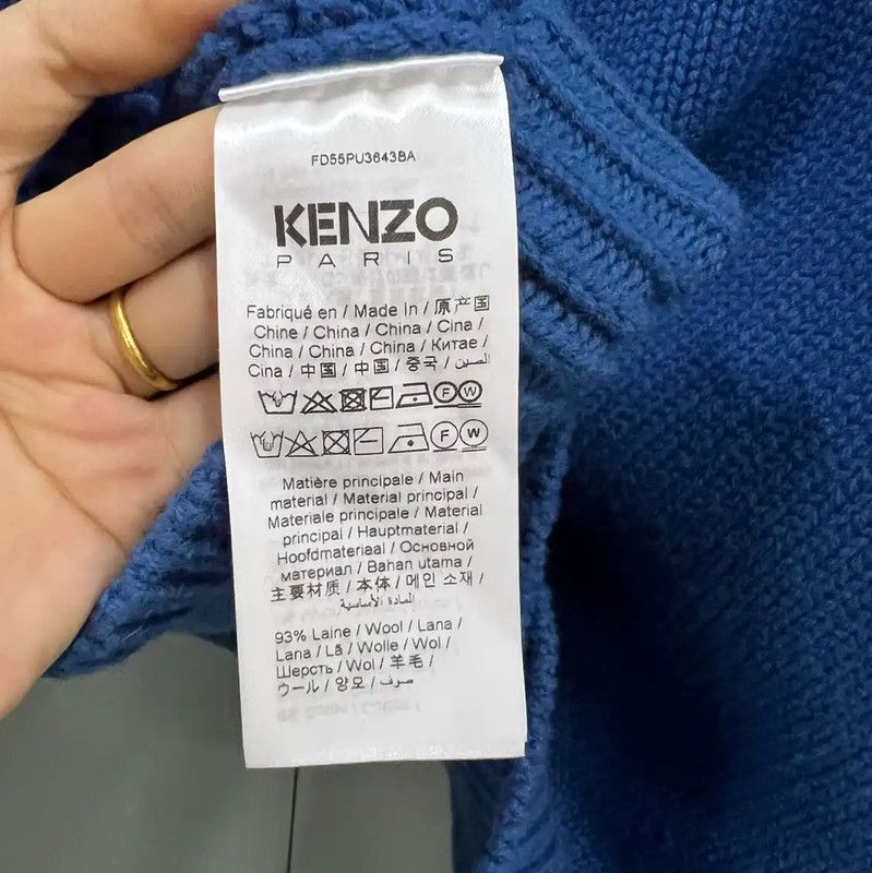 Kenzo KENZO Blue Wool Logo Sweater for Men 0089 Size US L / EU 52-54 / 3 - 3 Thumbnail