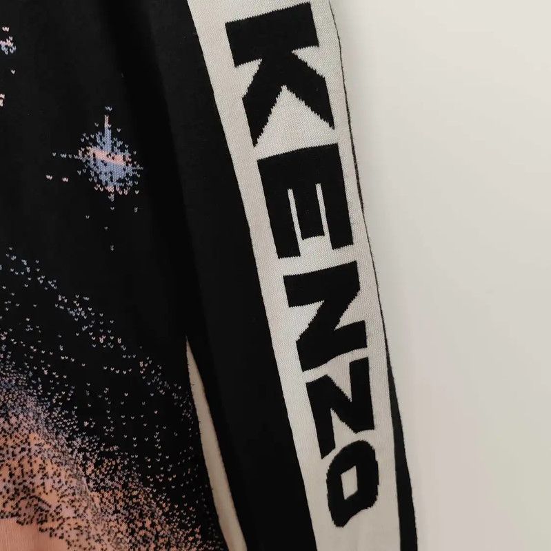 Kenzo KENZO Black Wool Pullover with Space Design 0089 Size US L / EU 52-54 / 3 - 4 Thumbnail