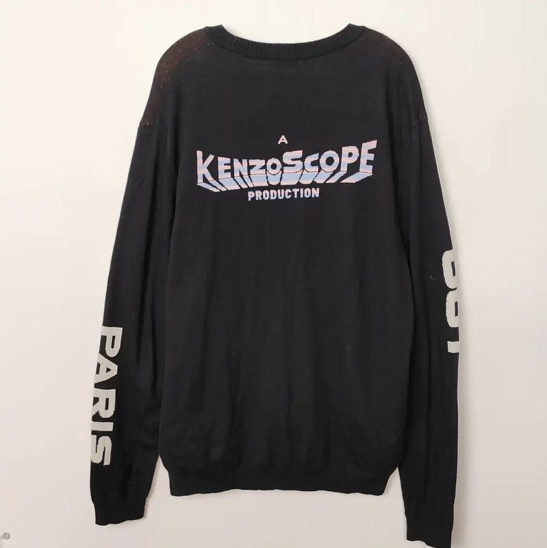 Kenzo KENZO Black Wool Pullover with Space Design 0089 Size US L / EU 52-54 / 3 - 2 Thumbnail