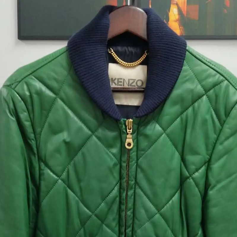 Kenzo KENZO Green Leather Men's Winter Jacket 0089 Size US M / EU 48-50 / 2 - 5 Thumbnail