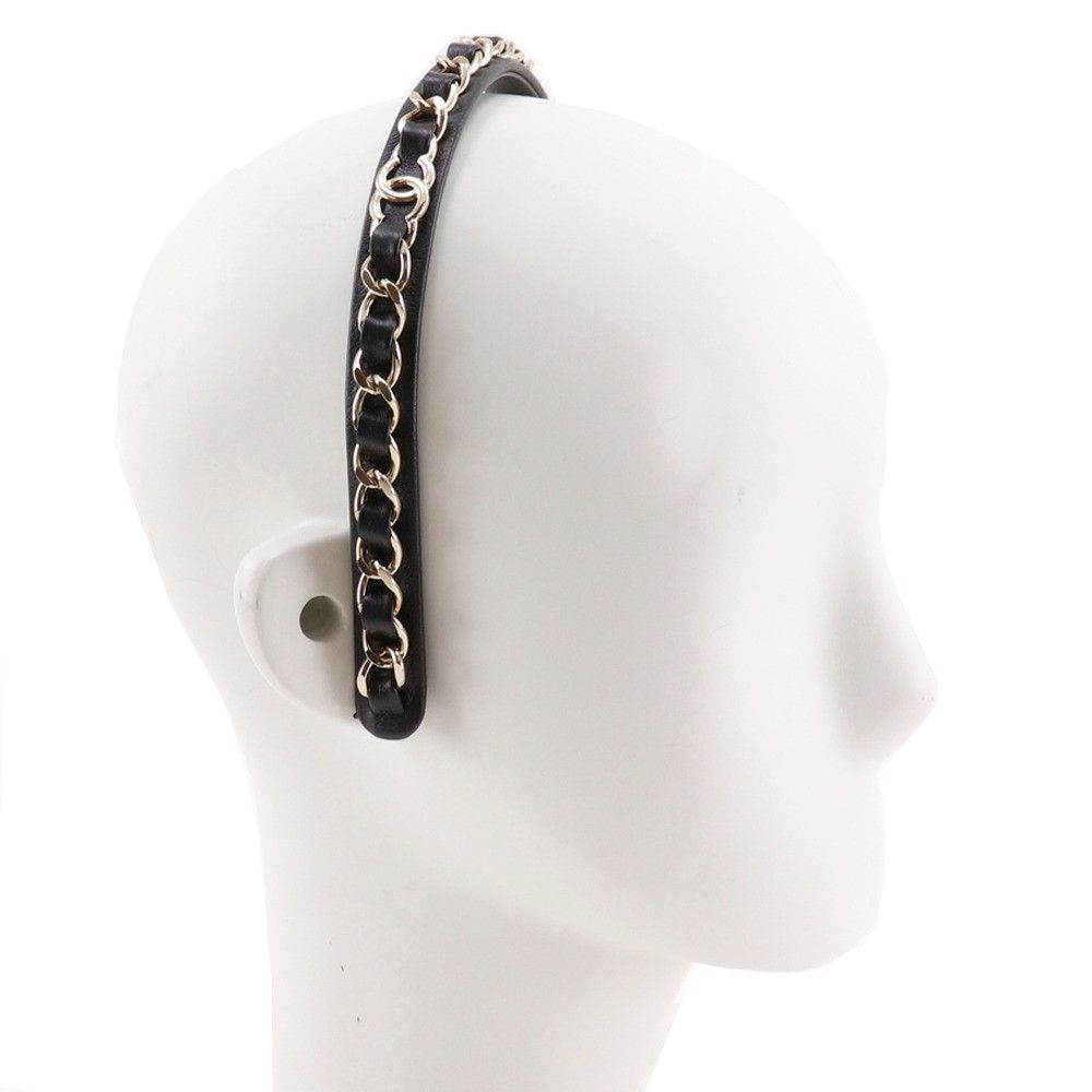 Chanel Chanel Chanel Coco Mark Chain Lambskin Headband Leather Other DUTY FREE for USA Size ONE SIZE - 2 Thumbnail