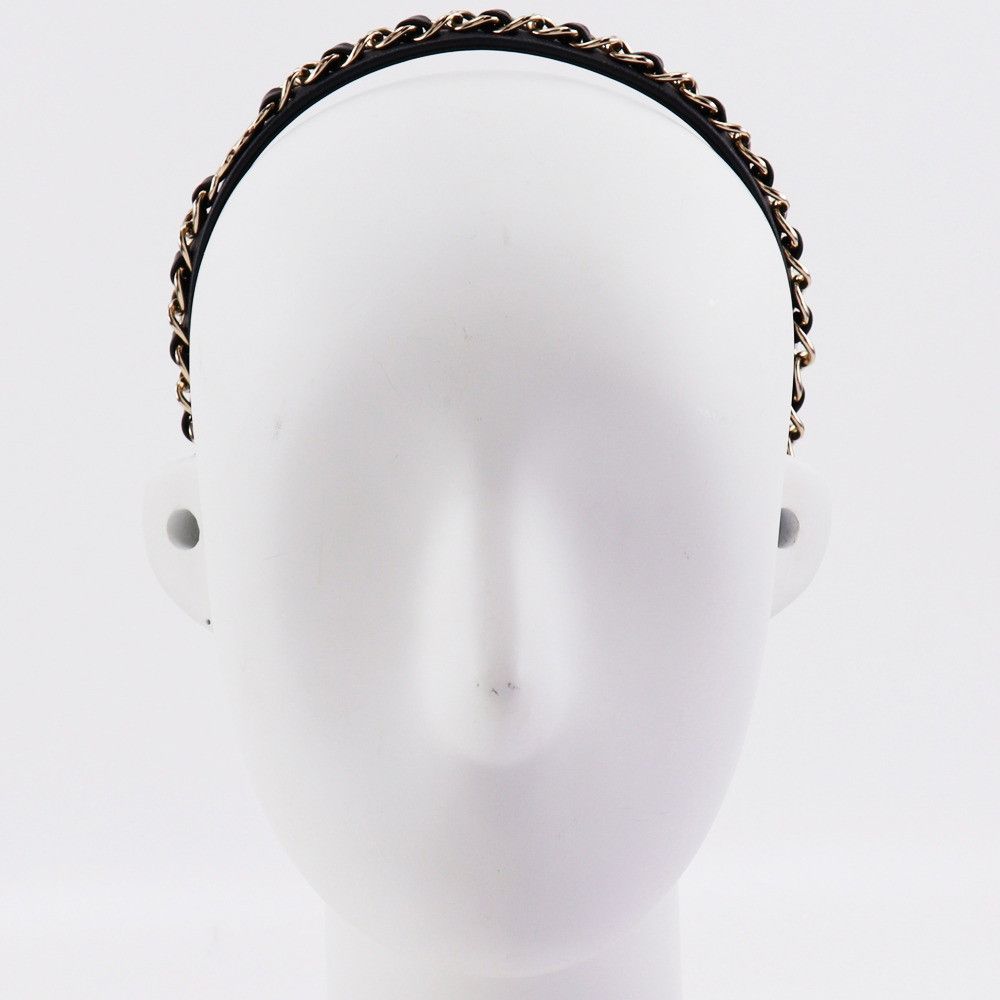 Chanel Chanel Chanel Coco Mark Chain Lambskin Headband Leather Other DUTY FREE for USA Size ONE SIZE - 4 Thumbnail