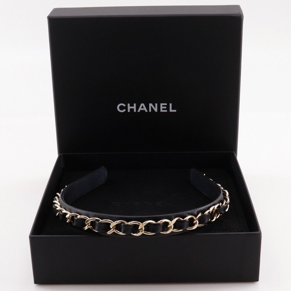 Chanel Chanel Chanel Coco Mark Chain Lambskin Headband Leather Other DUTY FREE for USA Size ONE SIZE - 12 Thumbnail