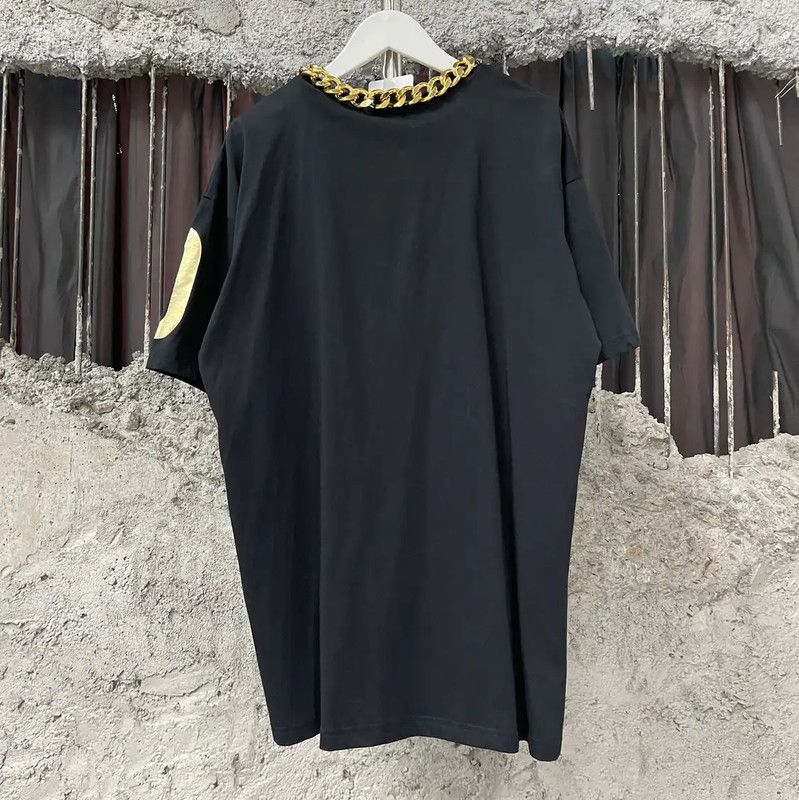 Moschino Moschino Black Cotton Chain Short Sleeve T-Shirt 0089 Size US S / EU 44-46 / 1 - 2 Thumbnail