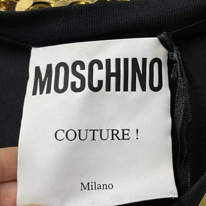Moschino Moschino Black Cotton Chain Short Sleeve T-Shirt 0089 Size US S / EU 44-46 / 1 - 7 Thumbnail