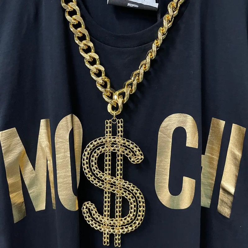 Moschino Moschino Black Cotton Chain Short Sleeve T-Shirt 0089 Size US S / EU 44-46 / 1 - 5 Thumbnail