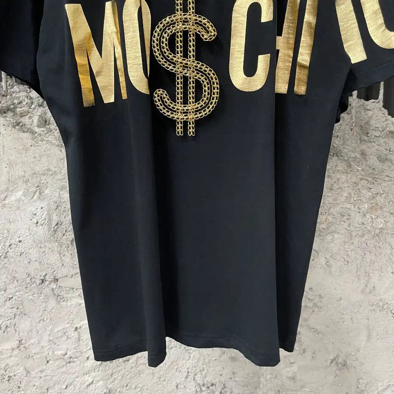 Moschino Moschino Black Cotton Chain Short Sleeve T-Shirt 0089 Size US S / EU 44-46 / 1 - 4 Thumbnail