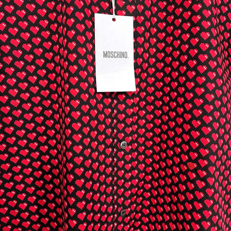 Moschino Moschino Red Cotton Long Sleeve Shirt 0089 Size US L / EU 52-54 / 3 - 2 Thumbnail