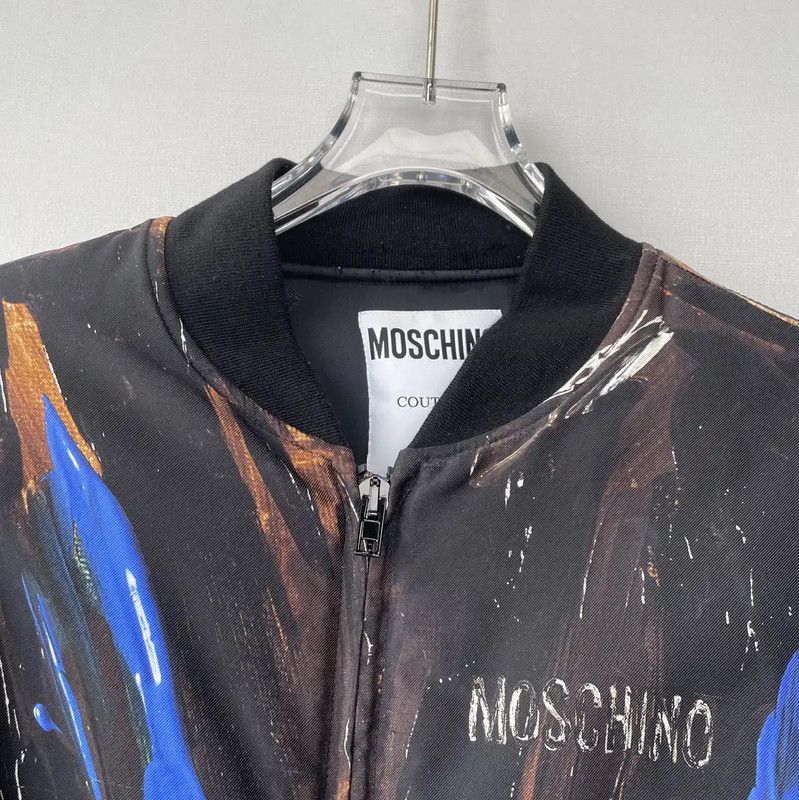 Moschino Moschino Black Bomber Jacket with Colorful Print 0089 Size US M / EU 48-50 / 2 - 9 Thumbnail