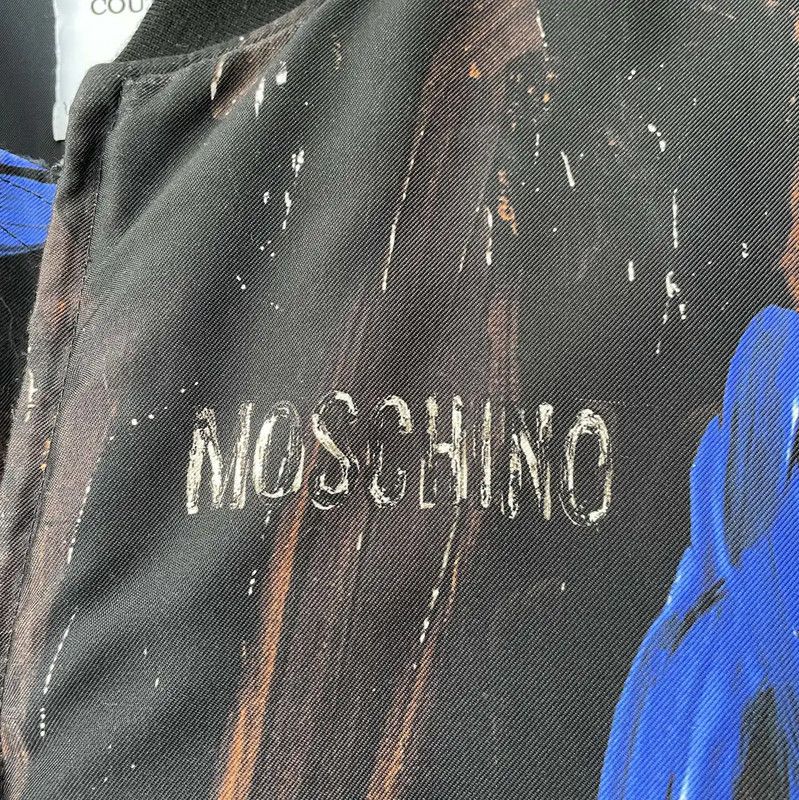 Moschino Moschino Black Bomber Jacket with Colorful Print 0089 Size US M / EU 48-50 / 2 - 3 Thumbnail