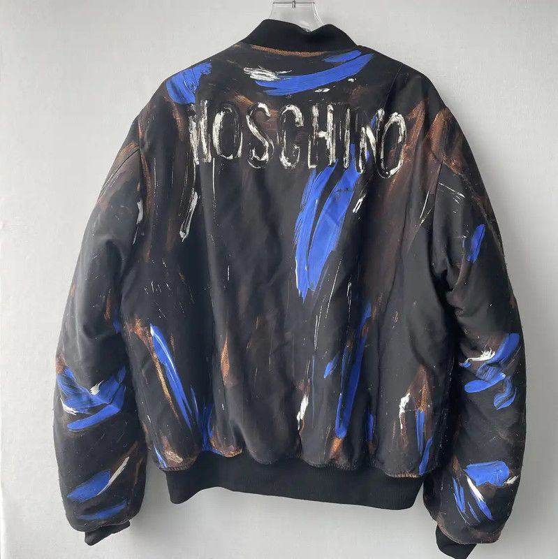 Moschino Moschino Black Bomber Jacket with Colorful Print 0089 Size US M / EU 48-50 / 2 - 2 Thumbnail