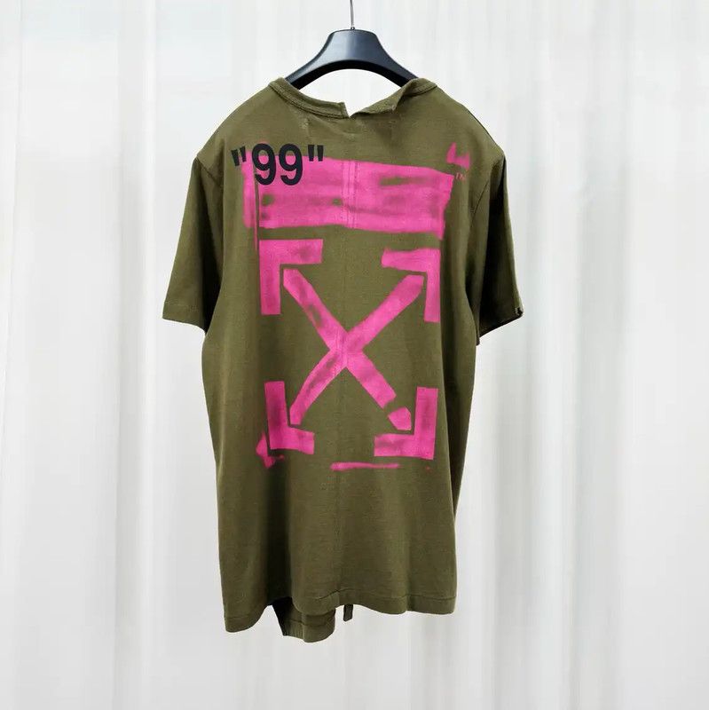 Off-White Off-White Olive Green Logo Print T-Shirt 0089 Size US M / EU 48-50 / 2 - 2 Thumbnail
