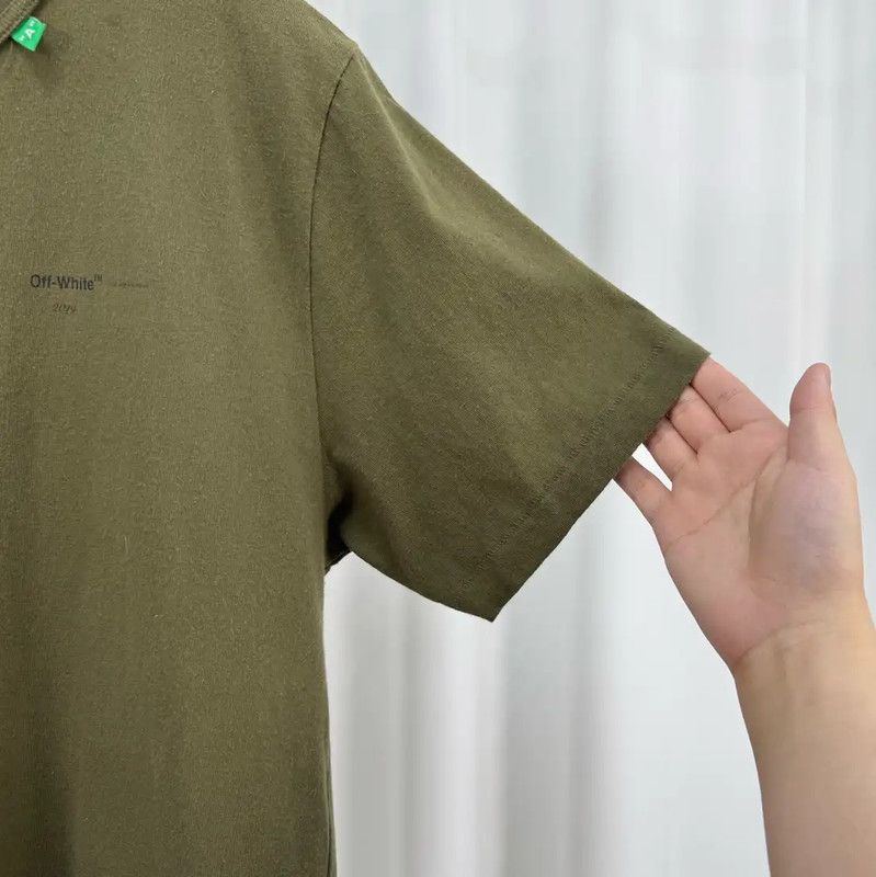 Off-White Off-White Olive Green Logo Print T-Shirt 0089 Size US M / EU 48-50 / 2 - 4 Thumbnail