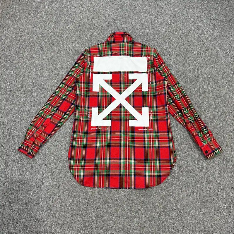 Off-White Off-White Red Plaid Cotton Long Sleeve Shirt 0089 Size US XS / EU 42 / 0 - 2 Thumbnail