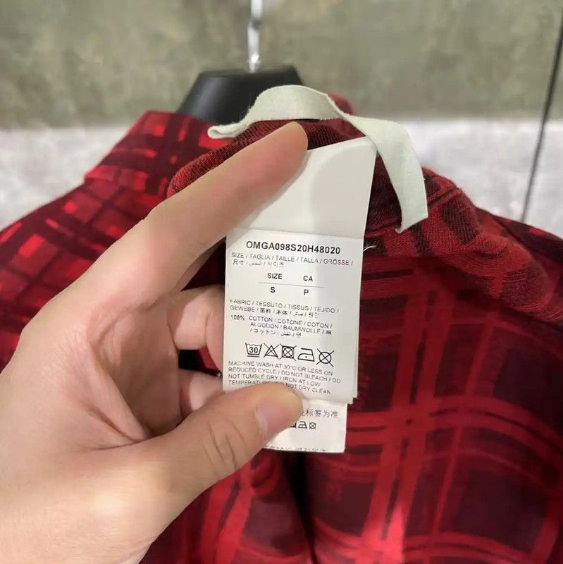 Off-White Off-White Red Plaid Cotton Long Sleeve Shirt 0089 Size US S / EU 44-46 / 1 - 5 Thumbnail