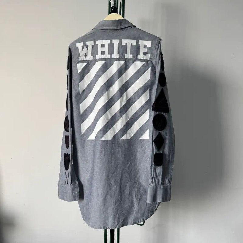 Off-White Off-White Grey Long Sleeve Cotton Shirt 0089 Size US XXS / EU 40 - 3 Thumbnail