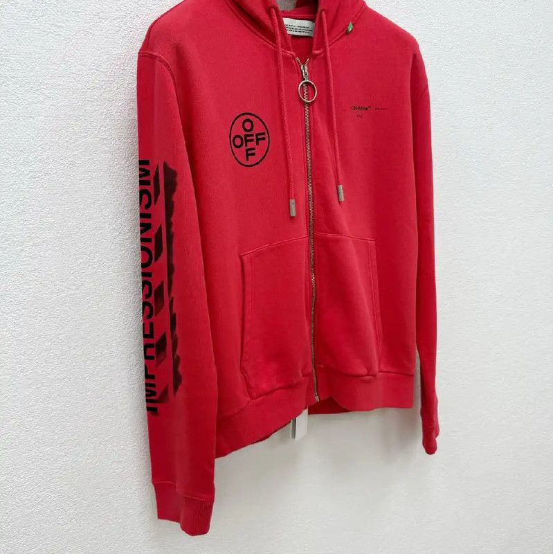 Off-White Off-White Red Long Sleeve Hoodie for Men 0089 Size US M / EU 48-50 / 2 - 2 Thumbnail