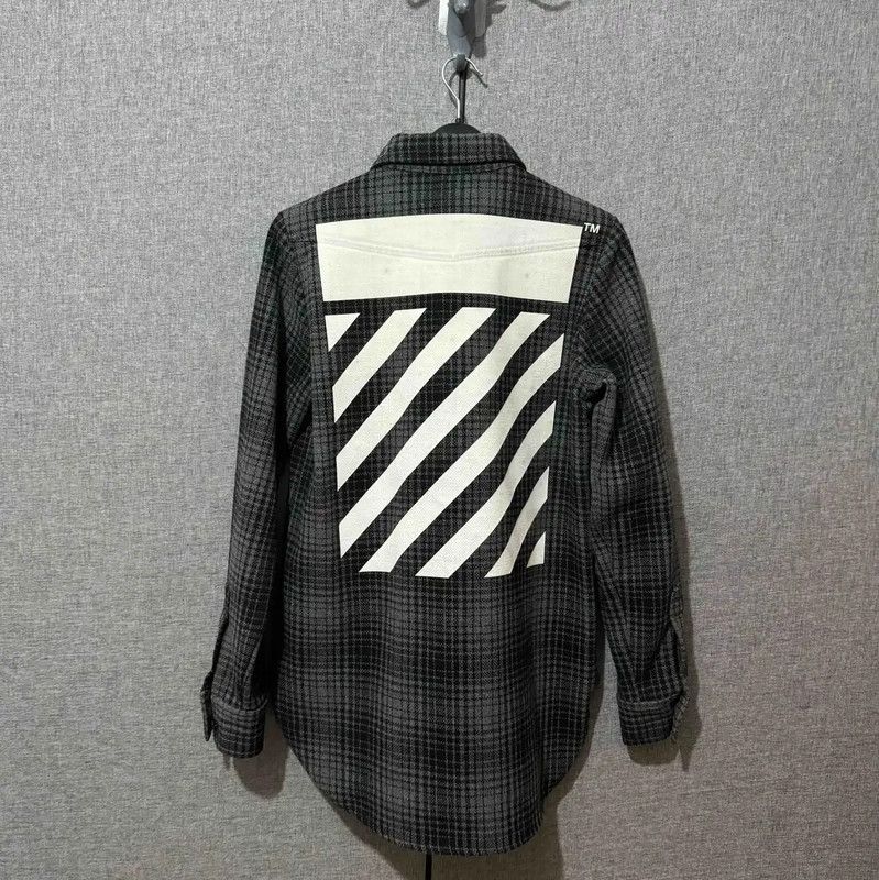 Off-White Off-White Men's Black and Gray Printed Shirt 0089 Size US XXS / EU 40 - 2 Thumbnail