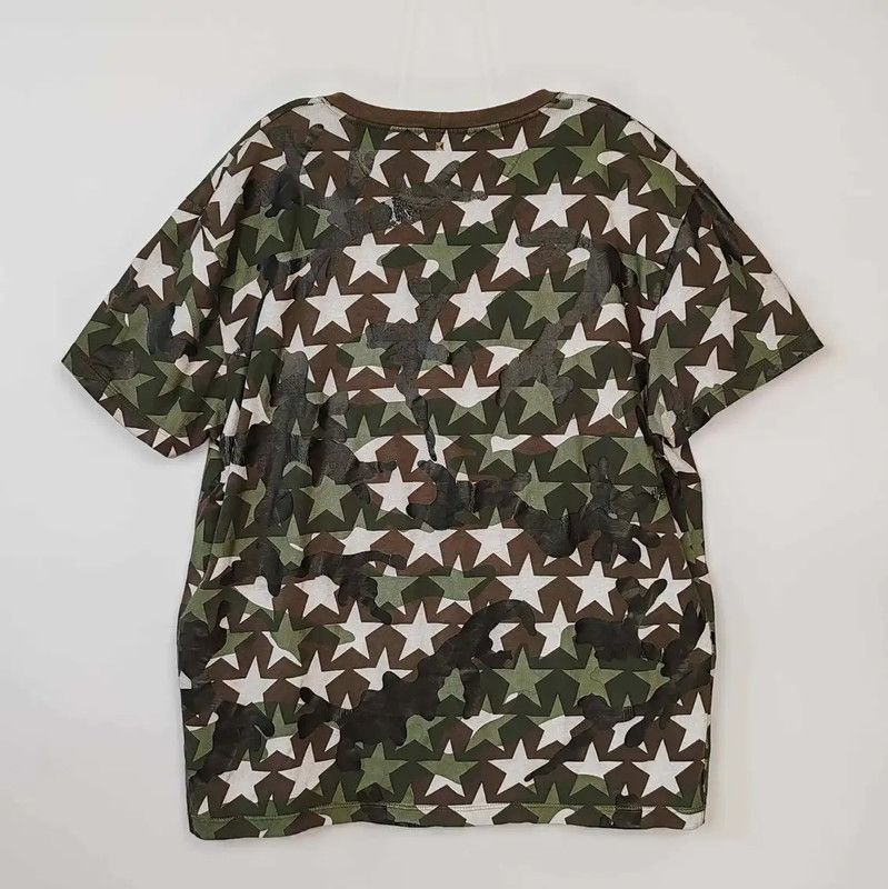 Valentino Valentino Green Star Print Cotton T-Shirt 0089 Size US M / EU 48-50 / 2 - 2 Thumbnail