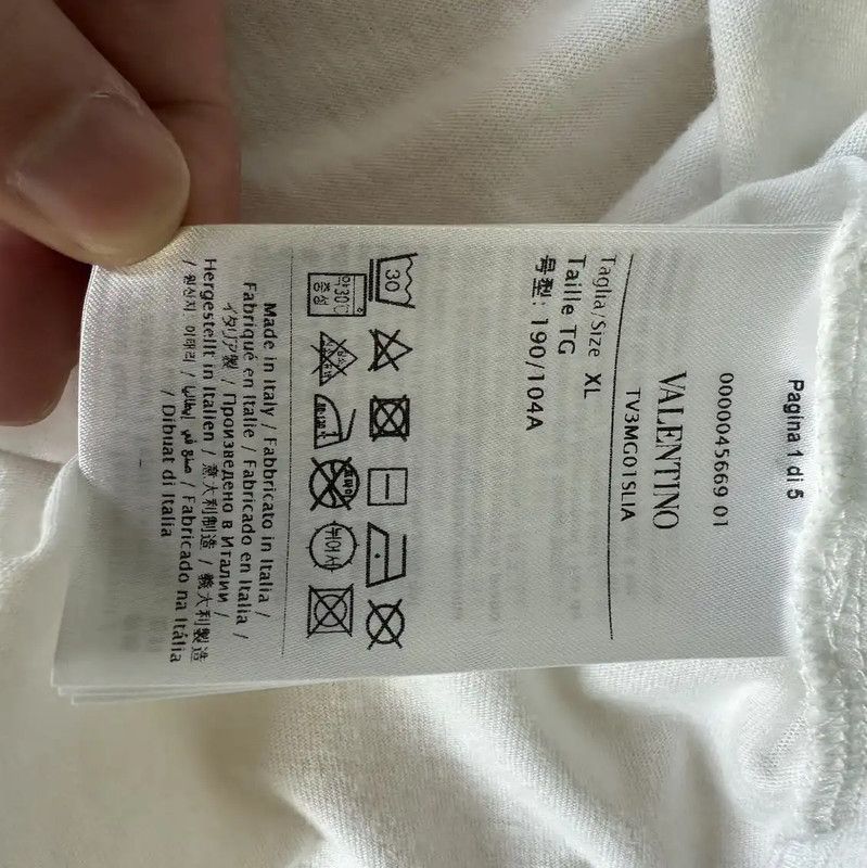 Valentino Valentino White Cotton Men's T-Shirt XL 0089 Size US XL / EU 56 / 4 - 5 Thumbnail
