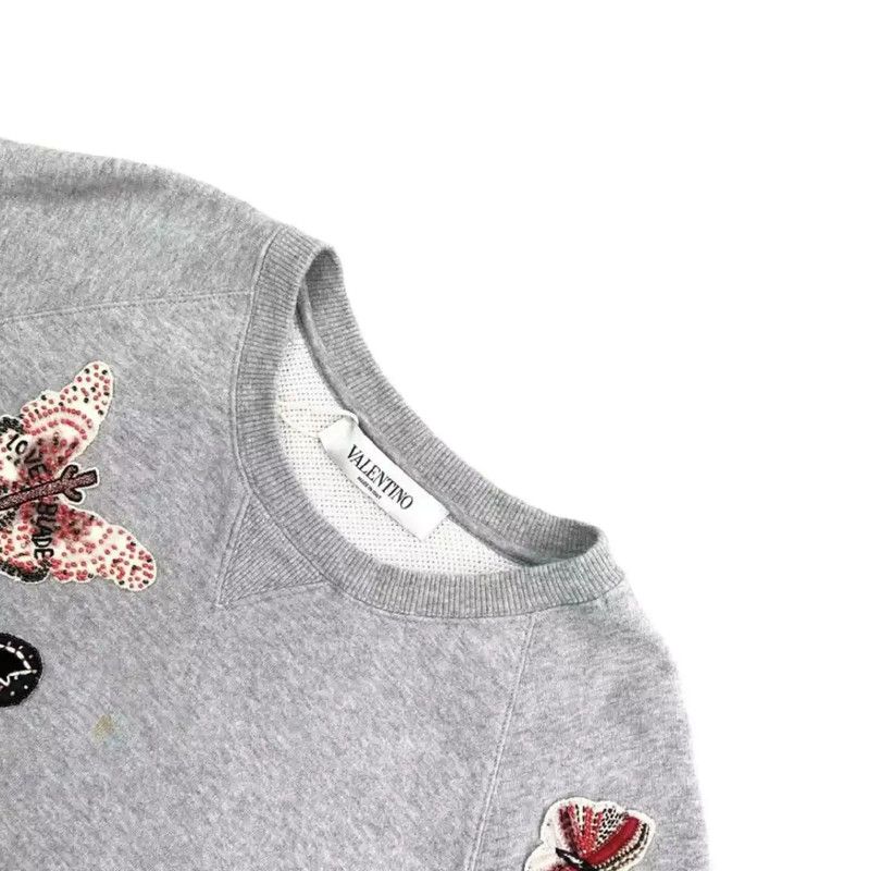 Valentino Valentino Gray Cotton Long Sleeve Sweatshirt 0089 Size US M / EU 48-50 / 2 - 3 Thumbnail